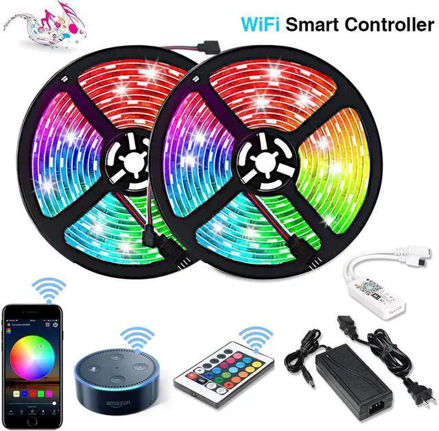 Main image of LED Strip Lights WiFi RGB Light Strips 32.8 ft/10m 300 LED SMD 5050 App Phone Controlled Light Strips Wireless LED Tape Ribbon Light Strips Compatible with Alexa Google Assistant