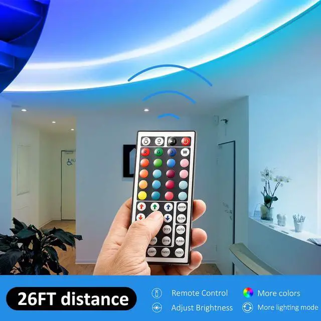 Alt view image 3 of 7 - Led Strip Lights 32.8ft 10m with 44 Keys IR Remote and 12V Power Supply Flexible Color Changing 5050 RGB 300 LEDs Light Strips Kit for Home, Bedroom, Kitchen,DIY Decoration