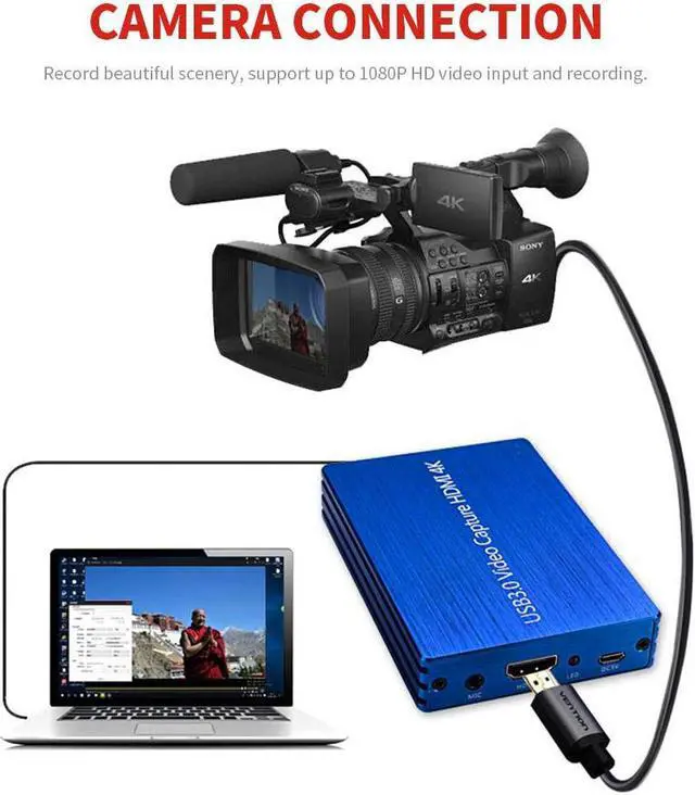 Alt view image 3 of 7 - HDMI Game Capture Card USB 3.0 HD Video Live Stream and Record in 1080p for PS4 DVD Game Consoles Mic-in Video Recorder Compatible with Windows Linux Os X System Plug-N-Play