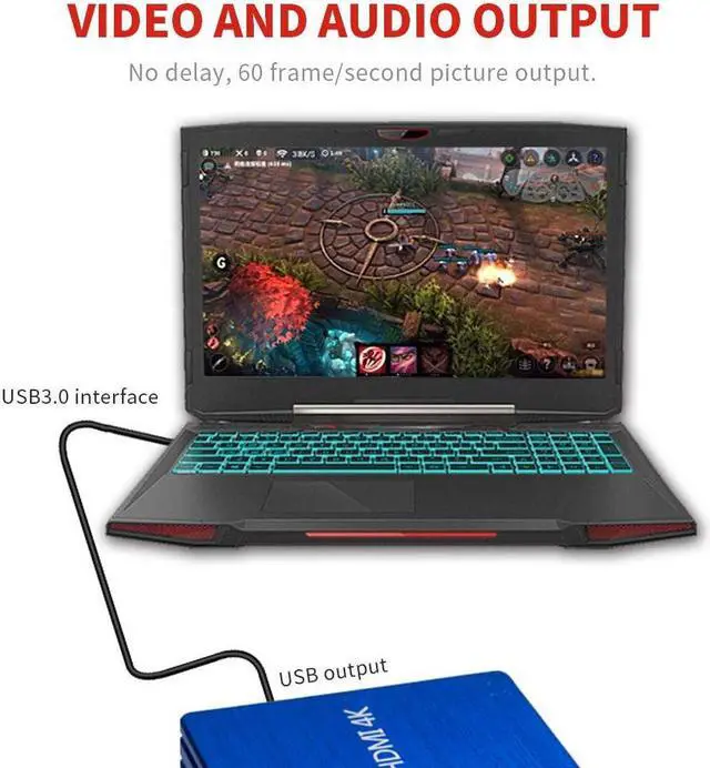 Alt view image 6 of 7 - HDMI Game Capture Card USB 3.0 HD Video Live Stream and Record in 1080p for PS4 DVD Game Consoles Mic-in Video Recorder Compatible with Windows Linux Os X System Plug-N-Play