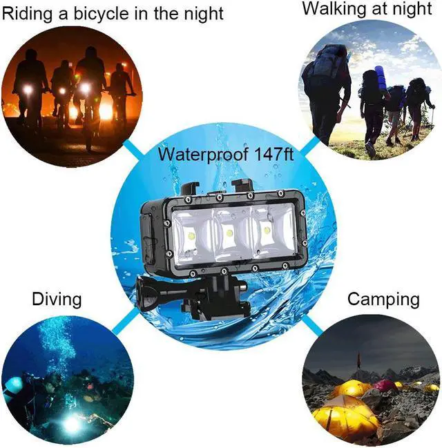 Alt view image 5 of 7 - Diving Light High Power Dimmable Waterproof LED Video Light Fill Night Light Diving Underwater Light Waterproof 147ft(45m) for Gopro Hero 8 7 6 5 5S 4 4S 3+ 2 SJCAM SJ4000 SJ5000 YI Action