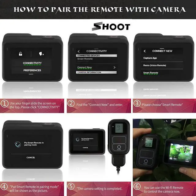 Alt view image 4 of 7 - Waterproof Smart Remote Control for GoPro Hero 8 7 Black 6 5 4 3 3+ 2 1 Hero + LCD 4 Session 5 Session LCD Screen Wi-Fi Wirless Built-in 500mah Battery Must Have Accessories