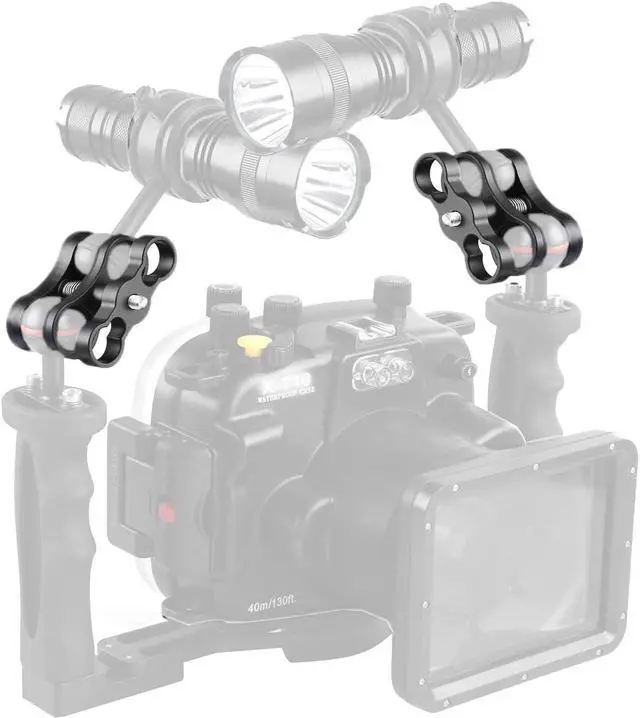 Alt view image 6 of 7 - WERLEO 2 PCS x 1" Inch Aluminum Standard Ball Clamp Mount for Underwater Diving Light Arm System,Work with Ram Mounts
