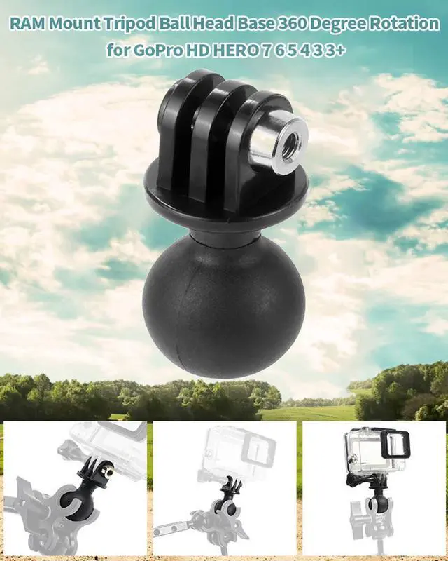 Alt view image 4 of 6 - 2 PCS x 1" Inch Ball Head Mount Adapter with Thumb Screw for GoPro Hero 7 6 5 4 3+ 3 Black Silver White Session DJI Osmo Action AKASOTENKER Sports Camera Work with Standard RAM Mount