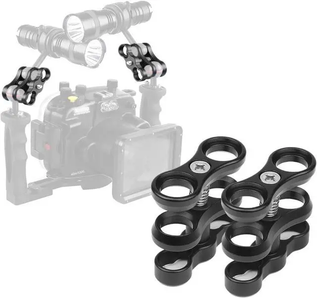 Main image of WERLEO 2 PCS x 1" Inch Aluminum Standard Ball Clamp Mount for Underwater Diving Light Arm System,Work with Ram Mounts