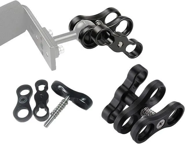 Alt view image 3 of 7 - WERLEO 2 PCS x 1" Inch Aluminum Standard Ball Clamp Mount for Underwater Diving Light Arm System,Work with Ram Mounts