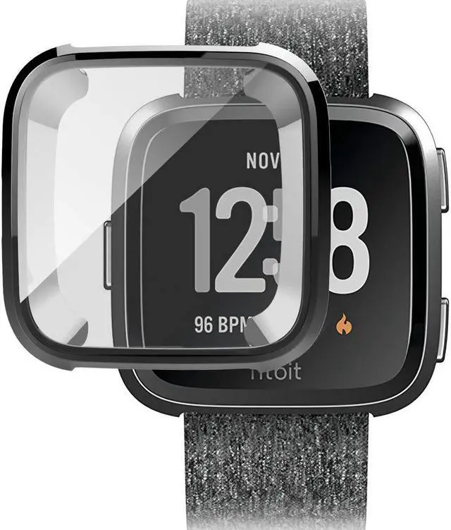 Alt view image 6 of 7 - 2 Pack Screen Protector Case for Fitbit Versa Soft TPU Slim Fit Full Cover Screen Protector Case for Fitbit Versa Smartwatch Bands Accessories