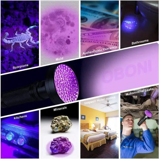 Alt view image 4 of 7 - UV Black light Flashlights 100 LED 395 nm Ultraviolet Pet Urine Detector for Dog, Cat, Bed Bugs, Scorpions