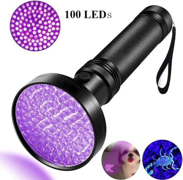Alt view image 5 of 7 - UV Black light Flashlights 100 LED 395 nm Ultraviolet Pet Urine Detector for Dog, Cat, Bed Bugs, Scorpions