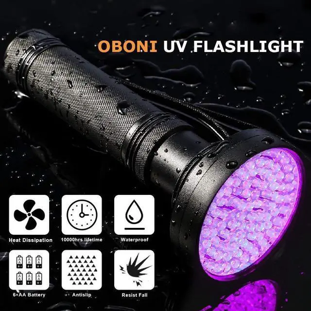 Alt view image 3 of 7 - UV Black light Flashlights 100 LED 395 nm Ultraviolet Pet Urine Detector for Dog, Cat, Bed Bugs, Scorpions