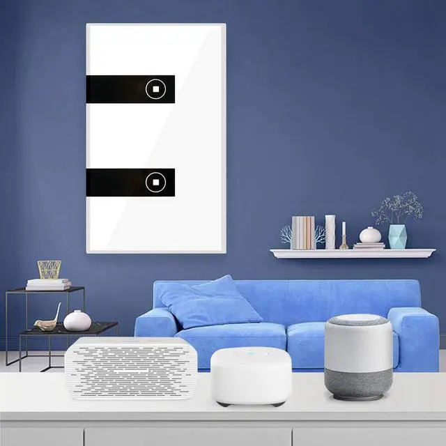 Alt view image 2 of 7 - Smart Switch WiFi Touch Light Switch in-Wall Compatible with Amazon Alexa & Google Home Timing Function Wireless Remote APP Control 2 Gang