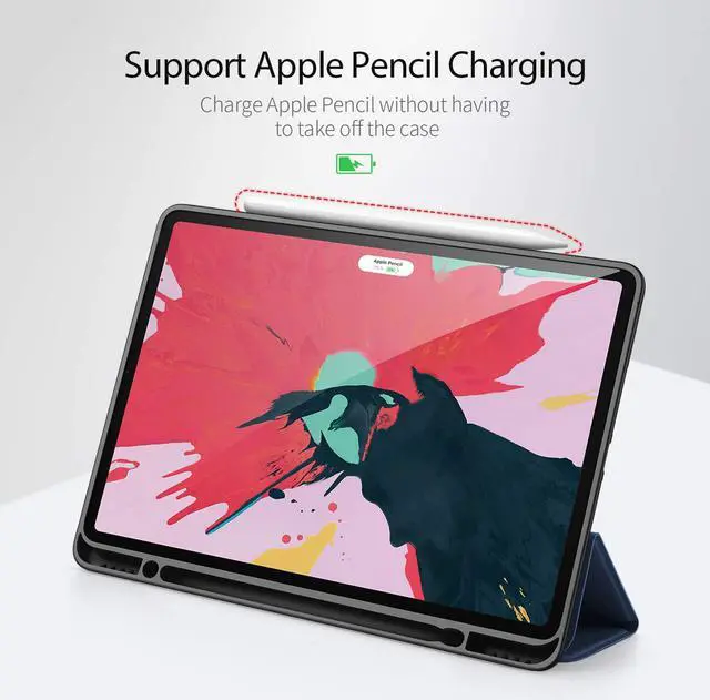Alt view image 2 of 7 - Slim Smart Case for New iPad Pro 12.9 2020 4th Generation Support Apple Pencil Charging Soft TPU Protective Stand Cover for iPad Pro 12.9 Inch 4th Gen with Auto Sleep Wake & Pencil Holder
