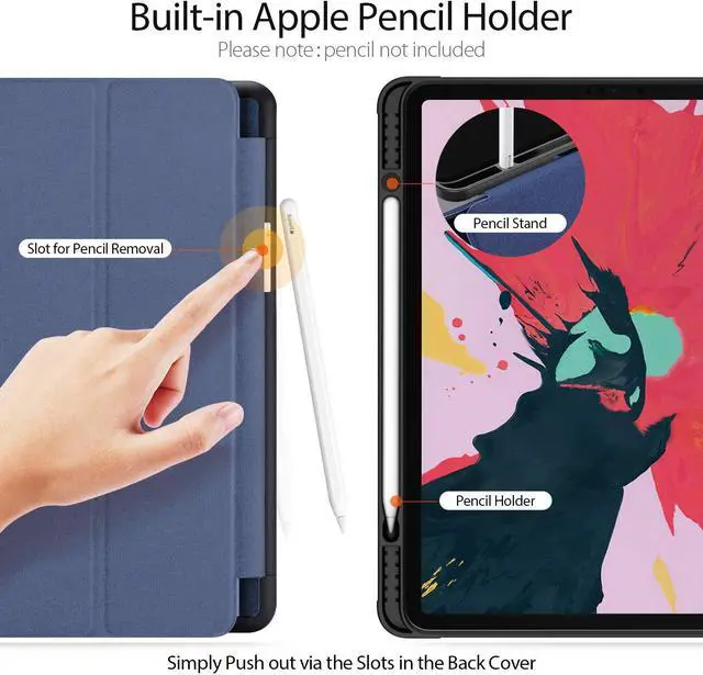 Alt view image 4 of 7 - Slim Smart Case for New iPad Pro 12.9 2020 4th Generation Support Apple Pencil Charging Soft TPU Protective Stand Cover for iPad Pro 12.9 Inch 4th Gen with Auto Sleep Wake & Pencil Holder