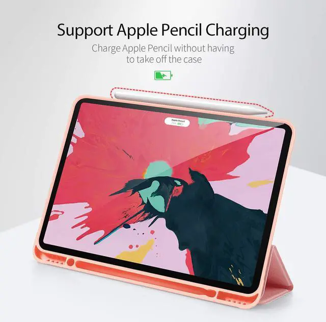 Alt view image 3 of 7 - Slim Smart Case for New iPad Pro 12.9 2020 4th Generation Support Apple Pencil Charging Soft TPU Protective Stand Cover for iPad Pro 12.9 Inch 4th Gen with Auto Sleep Wake & Pencil Holder