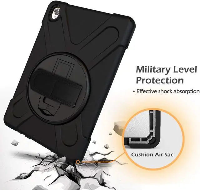 Alt view image 3 of 7 - Huawei Mediapad M6 10.8 Case 2019 Three Layer Heavy Duty Shockproof Rugged Cover with 360 Degree Rotatable Stand and Hand Strap for Huawei Mediapad M6 10.8 inch 2019