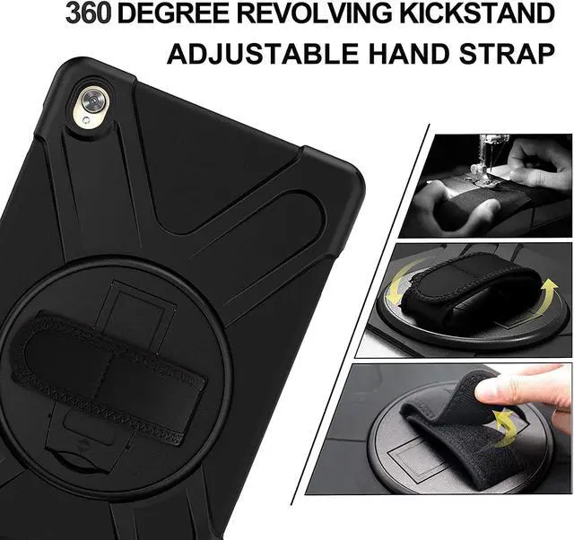 Alt view image 2 of 7 - Huawei Mediapad M6 10.8 Case 2019 Three Layer Heavy Duty Shockproof Rugged Cover with 360 Degree Rotatable Stand and Hand Strap for Huawei Mediapad M6 10.8 inch 2019