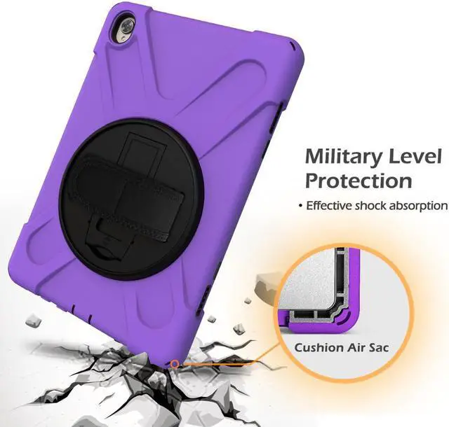 Alt view image 3 of 6 - Huawei Mediapad M6 10.8 Case 2019 Three Layer Heavy Duty Shockproof Rugged Cover with 360 Degree Rotatable Stand and Hand Strap for Huawei Mediapad M6 10.8 inch 2019