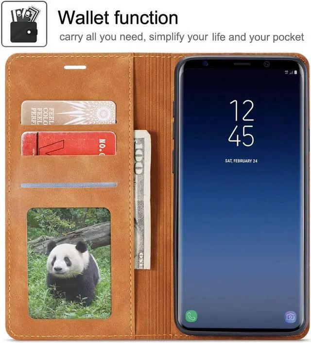 Alt view image 2 of 7 - Case for Samsung Galaxy S20 Premium PU Leather Cover TPU Bumper with Card Holder Kickstand Hidden Magnetic Adsorption Shockproof Flip Wallet Cover for Galaxy S20
