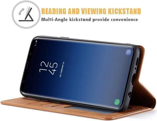 Alt view image 3 of 7 - Case for Samsung Galaxy S20 Premium PU Leather Cover TPU Bumper with Card Holder Kickstand Hidden Magnetic Adsorption Shockproof Flip Wallet Cover for Galaxy S20
