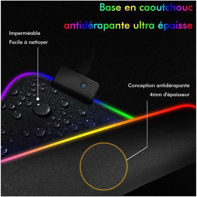 Alt view image 4 of 6 - LED Flash Gaming Mouse Pad RGB Glowing Anti-slip Gamer Grande Mouse Keyboard Mat Expand Keyboard Pad 900 x 400 x 4mm / 35.43 x 15.75 x 0.16 inches