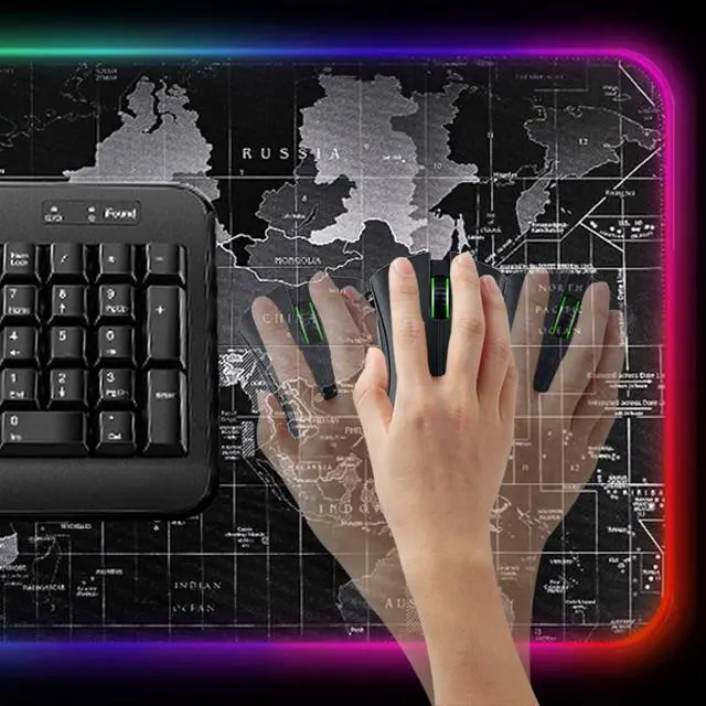 Alt view image 3 of 7 - RGB Gaming Mouse Pad - Large Cool RGB Gaming Mouse Mat With Nylon Thread Stitched Edges & Smoothly Waterproof Non-Slip Rubber Base - 31.5"X 11.8" with 14 Light Modes
