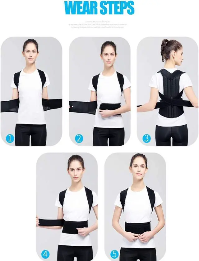Alt view image 7 of 7 - Posture Corrector Back and Shoulder Support Clavicle Support Back Straightener Brace Trainer for Lower and Upper Back Pain Relief Improves Postures