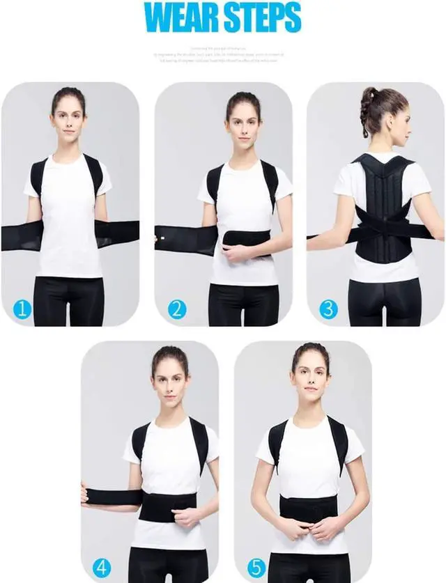 Alt view image 7 of 7 - Posture Corrector Back and Shoulder Support Clavicle Support Back Straightener Brace Trainer for Lower and Upper Back Pain Relief Improves Postures
