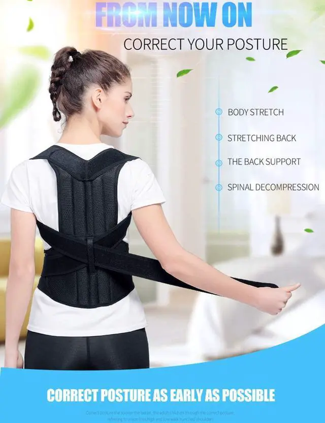 Alt view image 6 of 7 - Posture Corrector Back and Shoulder Support Clavicle Support Back Straightener Brace Trainer for Lower and Upper Back Pain Relief Improves Postures