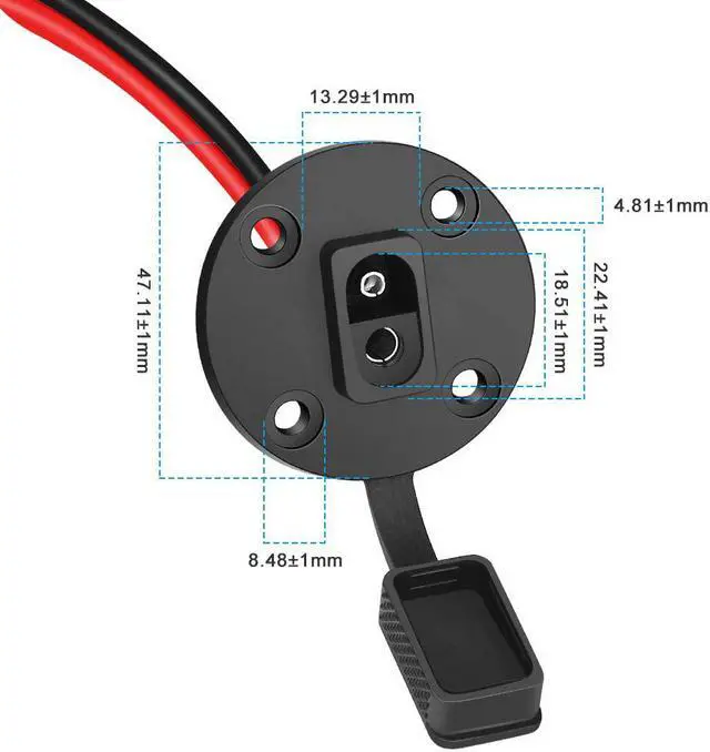 Alt view image 3 of 7 - SAE Power Socket Sidewall Port Weatherproof SAE Quick Connect Solar Panel Mount Universal Flush-Mountable Connector 12AWG SAE Cable with 8 Screws for Solar Generator Battery Charger - 2 Pack