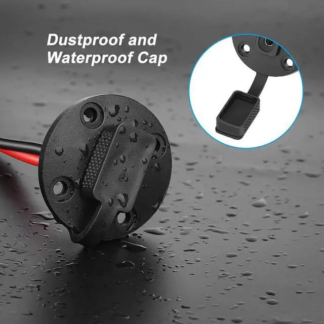 Alt view image 5 of 7 - SAE Power Socket Sidewall Port Weatherproof SAE Quick Connect Solar Panel Mount Universal Flush-Mountable Connector 12AWG SAE Cable with 8 Screws for Solar Generator Battery Charger - 2 Pack
