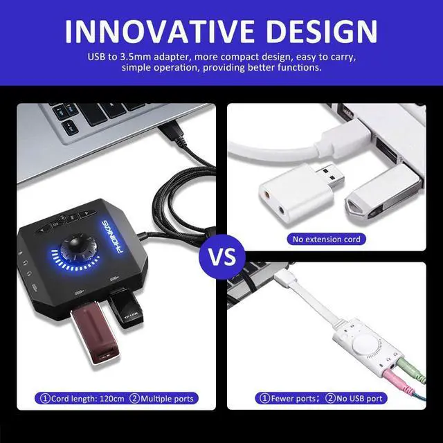 Alt view image 7 of 7 - External Sound Card USB Audio Adapter with 3.5mm Headphone and Microphone Jack Volume Control Stereo Sound Card Plug Play for Windows Mac Linux PC Laptops Desktops