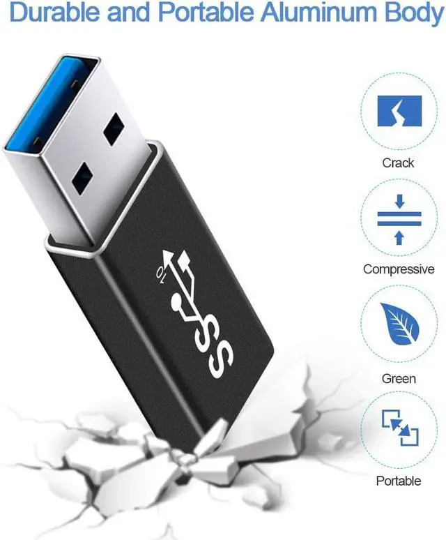Alt view image 6 of 6 - Updated USB 3.1 Male to Type-C Female Adapter USB A to USB C 3.1 GEN 2 Converter Support Double Sided 10Gbps Charging & Data