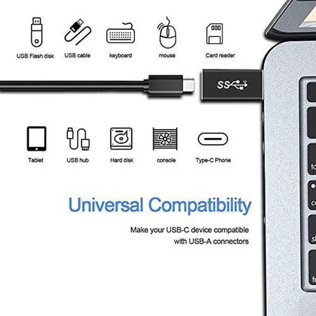 Alt view image 4 of 6 - Updated USB 3.1 Male to Type-C Female Adapter USB A to USB C 3.1 GEN 2 Converter Support Double Sided 10Gbps Charging & Data