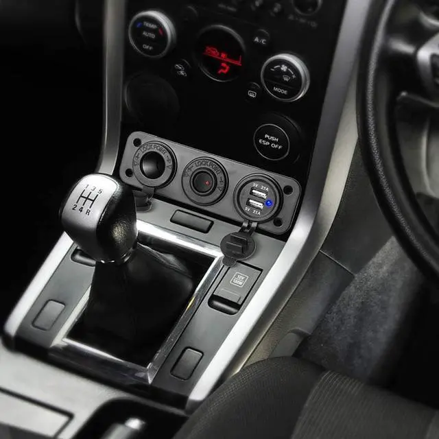 Alt view image 7 of 7 - Dual USB Socket Charger 2.1A & 2.1A with LED Power Indicator + 12V Power Outlet Cigarette Lighter Socket + ON-Off Toggle Switch Triple Function Panel for Car Boat Marine Vehicles