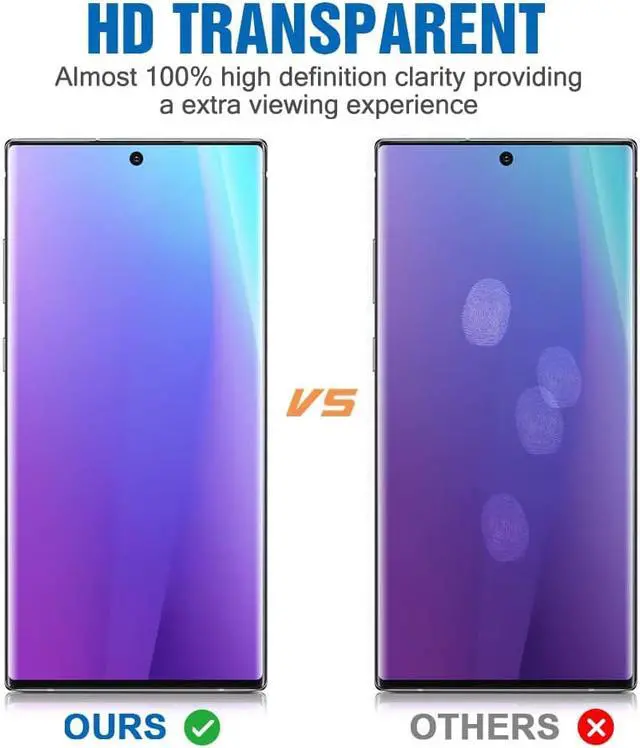Alt view image 6 of 7 - 2 Pack Galaxy Note 10 Screen Protector Tempered Glass 9H Hardness 3D Curved Full Coverage HD Protetive Film Fingerprint Compatible for Samsung Galaxy Note 10 6.3 inch