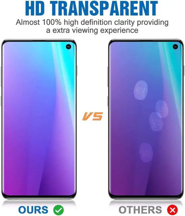 Alt view image 6 of 7 - 2 Pack Galaxy S10 Screen Protector Tempered Glass Full Coverage Fingerprint Compatible 3D Curved Glass HD Screen Anti-Scratch for Samsung Galaxy S10 - 6.1 inch