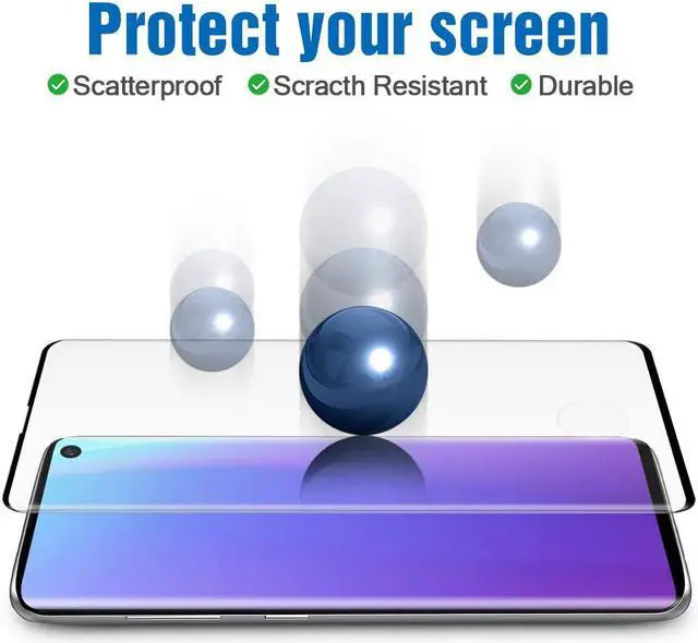 Alt view image 4 of 7 - 2 Pack Galaxy S10 Screen Protector Tempered Glass Full Coverage Fingerprint Compatible 3D Curved Glass HD Screen Anti-Scratch for Samsung Galaxy S10 - 6.1 inch