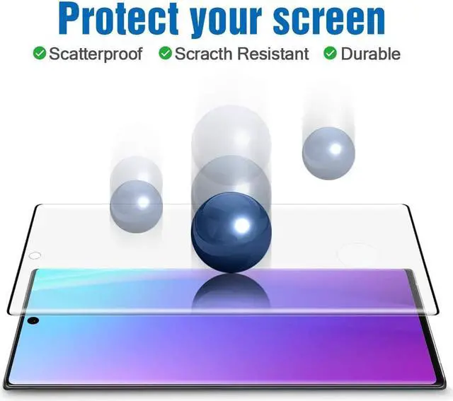 Alt view image 4 of 7 - 2 Pack Galaxy Note 10+ Screen Protector Tempered Glass 9H Hardness 3D Curved Full Coverage HD Protetive Film Fingerprint Compatible for Samsung Galaxy Note 10+ / Note 10 Plus