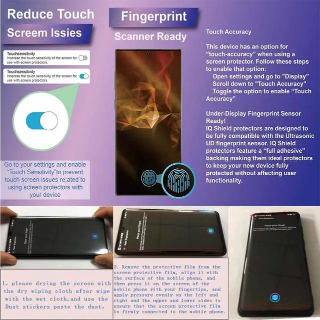 Alt view image 7 of 7 - 2 Pack Galaxy Note 10+ Screen Protector Tempered Glass 9H Hardness 3D Curved Full Coverage HD Protetive Film Fingerprint Compatible for Samsung Galaxy Note 10+ / Note 10 Plus
