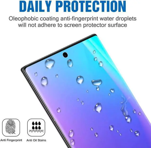 Alt view image 5 of 7 - 2 Pack Galaxy Note 10+ Screen Protector Tempered Glass 9H Hardness 3D Curved Full Coverage HD Protetive Film Fingerprint Compatible for Samsung Galaxy Note 10+ / Note 10 Plus