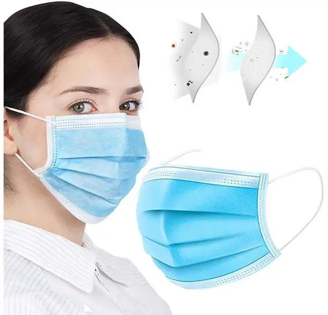 Alt view image 5 of 7 - 100PCS Disposable Face Mask Mouth Mask protective Face Cover Dental Industrial Mouth Cover Ear Loop