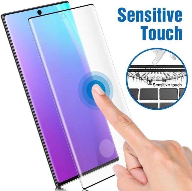 Alt view image 6 of 7 - 2 Pack Galaxy Note 10+ Screen Protector Tempered Glass 9H Hardness 3D Curved Full Coverage HD Protetive Film Fingerprint Compatible for Samsung Galaxy Note 10+ / Note 10 Plus
