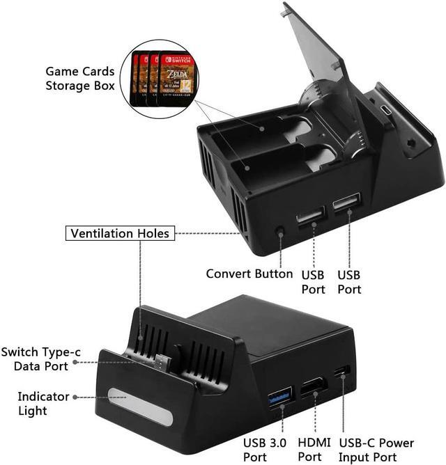 Alt view image 2 of 7 - Werleo Switch TV Dock Atuten Mini Portable Conversion Base for N-Switch Charging Stand for Nintendo Switch with HDMI and USB 3.0 Port, Replacement for Nintendo Switch Dock