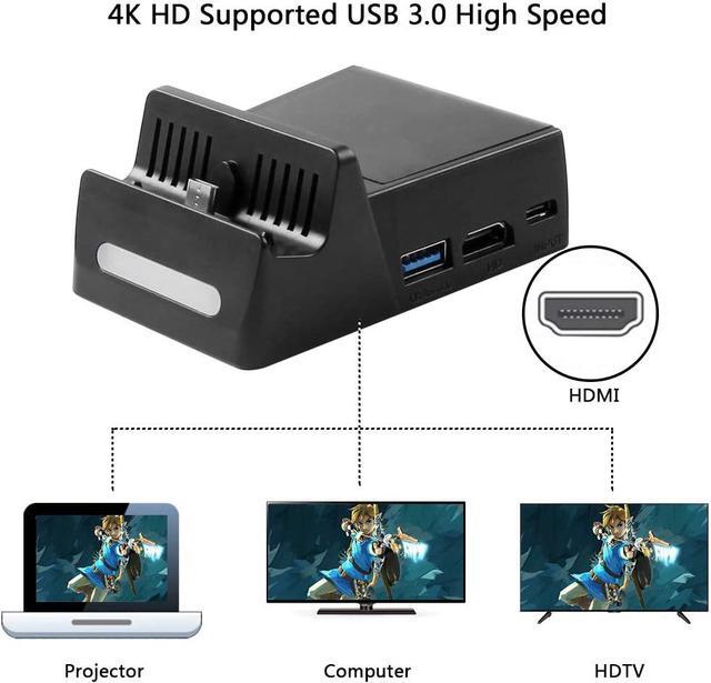 Alt view image 6 of 7 - Werleo Switch TV Dock Atuten Mini Portable Conversion Base for N-Switch Charging Stand for Nintendo Switch with HDMI and USB 3.0 Port, Replacement for Nintendo Switch Dock
