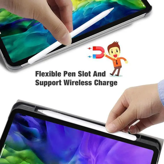 Alt view image 6 of 7 - Keyboard Case for iPad Pro 11 2020 2nd Generation & 2018 Magnetical Detachable Wireless Keyboard with Pencil Holder [Support Apple Pencil Charging] - PU Leather Folio Stand Cover with 7 Colors Backlit