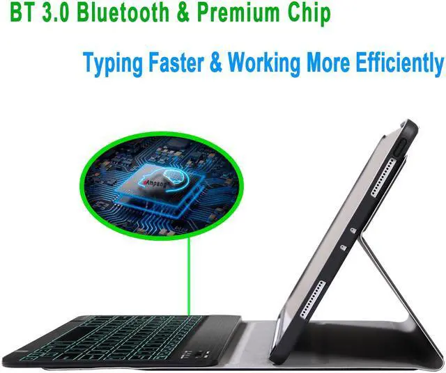 Alt view image 3 of 7 - iPad Pro 11 Keyboard Case 2020 2nd Generation with Pencil Holder 7 Colors Backlit Smart Cover with Detachable Wireless Keyboard for iPad Pro 11 2020