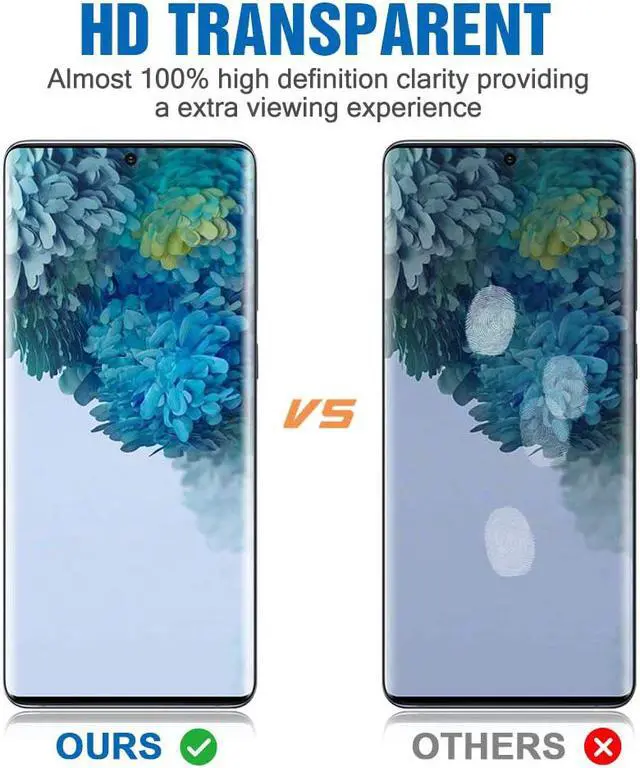 Alt view image 6 of 7 - 2 Pack Galaxy S20 6.2" Screen Protector Tempered Glass 9H Hardness 3D Curved Full Coverage HD Protetive Film Fingerprint Compatible for Samsung Galaxy S20