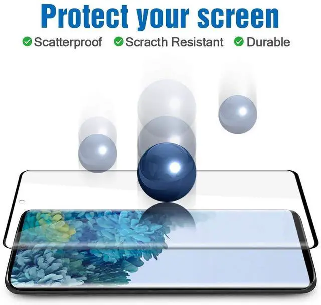 Alt view image 6 of 7 - 2 Pack Galaxy S20 Ultra 6.9" Screen Protector Tempered Glass 9H Hardness 3D Curved Full Coverage HD Protetive Film Fingerprint Compatible for Samsung Galaxy S20 Ultra