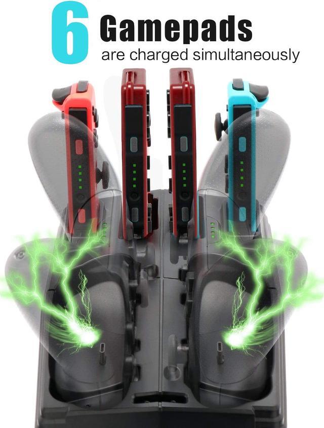 Alt view image 5 of 7 - Controller Charger for Nintendo Switch Charging Dock for Nintendo Switch 4 Joy-Cons 4 Pro Controllers and 2 Poke Ball Plus Controllers Storage Rack for Nintendo Switch Holder for 8 Switch Games