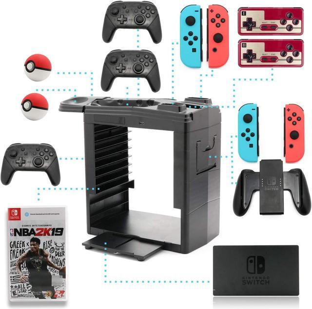 Alt view image 2 of 7 - Controller Charger for Nintendo Switch Charging Dock for Nintendo Switch 4 Joy-Cons 4 Pro Controllers and 2 Poke Ball Plus Controllers Storage Rack for Nintendo Switch Holder for 8 Switch Games